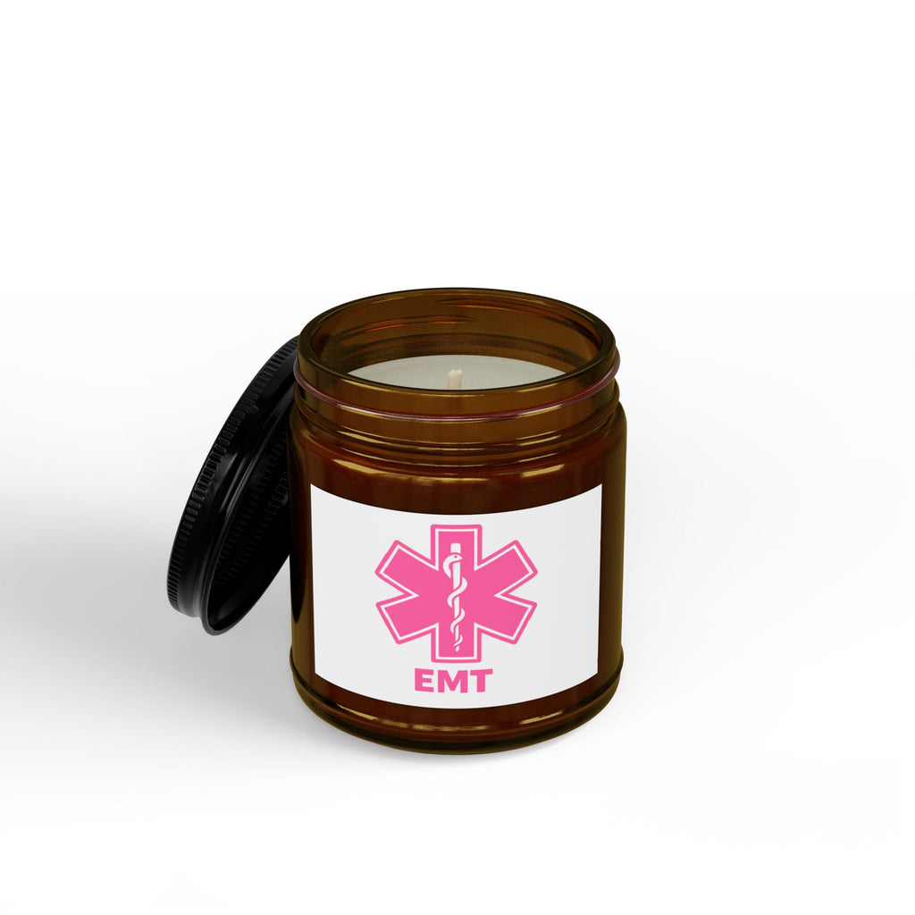 EMT Star of Life Soy Candle — Pink Medical Logo Scented Jar (4oz & 9oz)