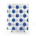 EMS Star of Life Shower Curtain — Blue Medical/Paramedic ECG Bathroom Decor