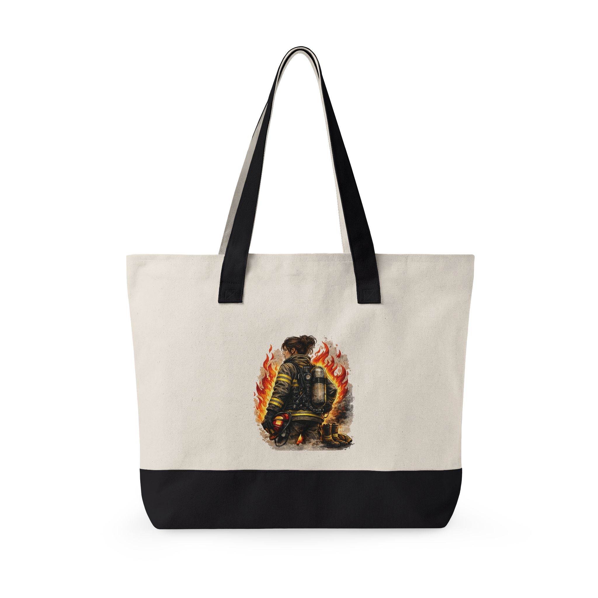 Canvas Tote Bag — Customizable Zippered Canvas Tote with Front Pocket (Add Your Text)