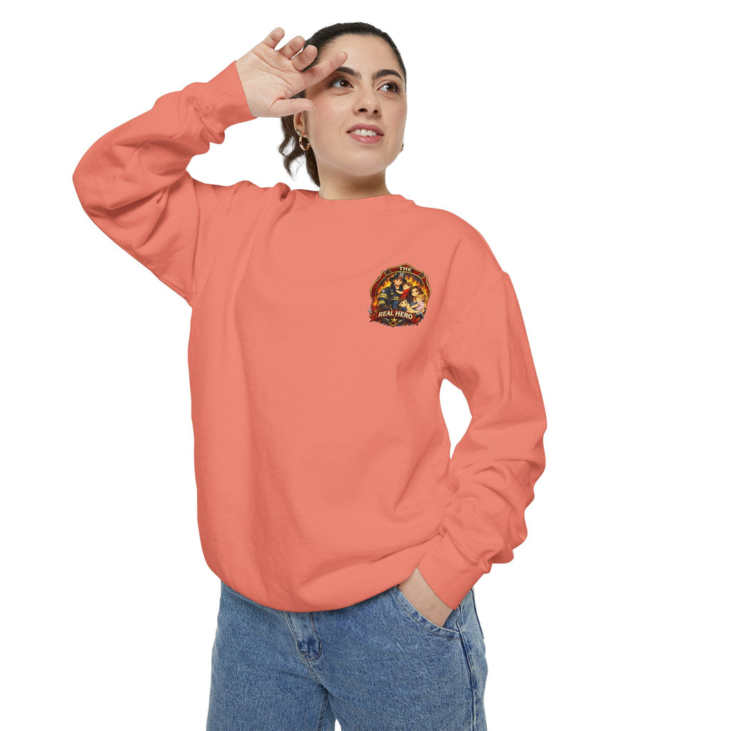 Firefighter Family Sweatshirt — “The Real Hero” Crewneck