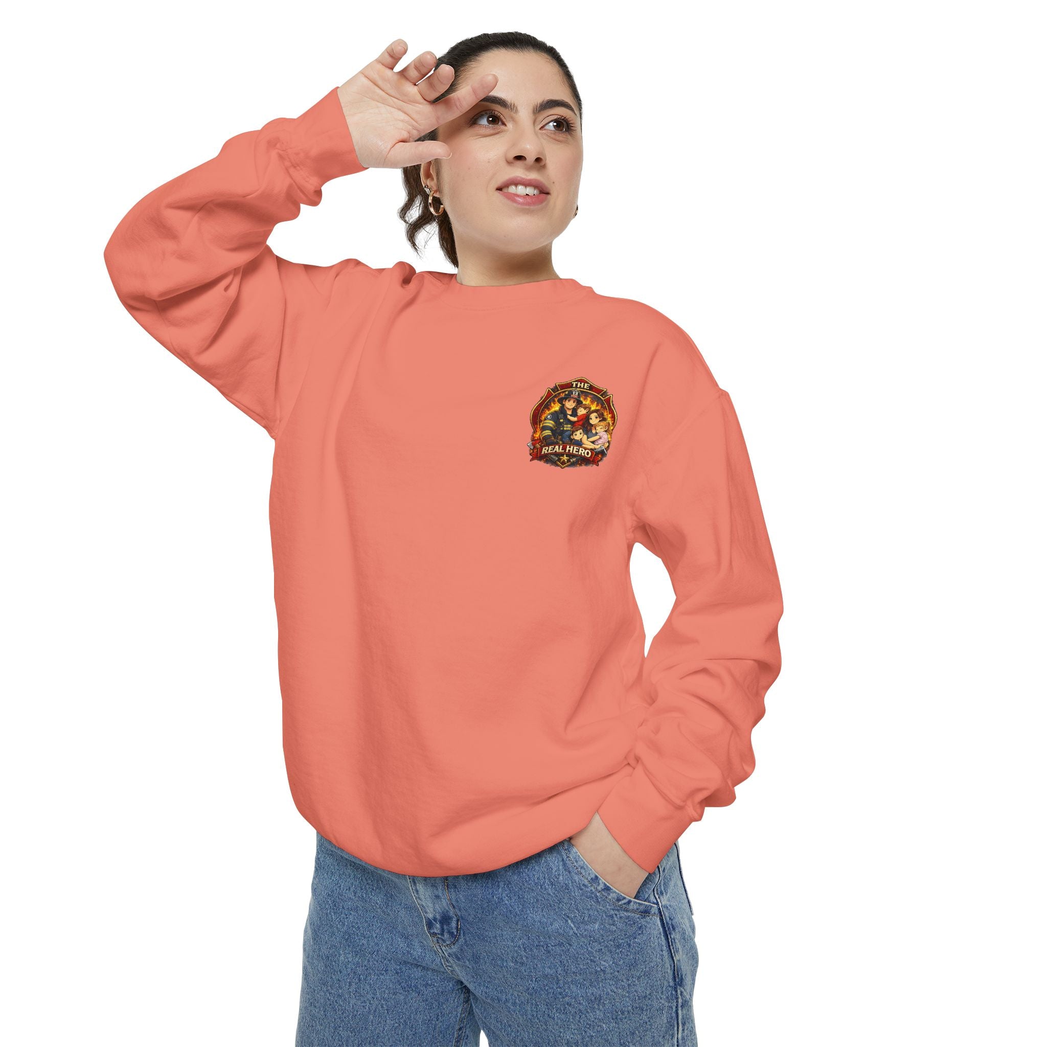 Firefighter Family Sweatshirt — “The Real Hero” Crewneck