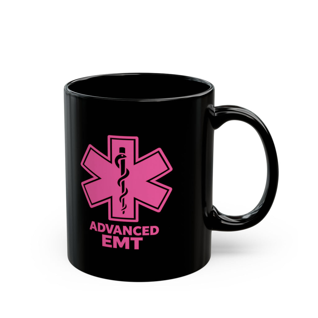 Advanced EMT Pink Star of Life Black Mug — 11oz & 15oz Coffee Cup