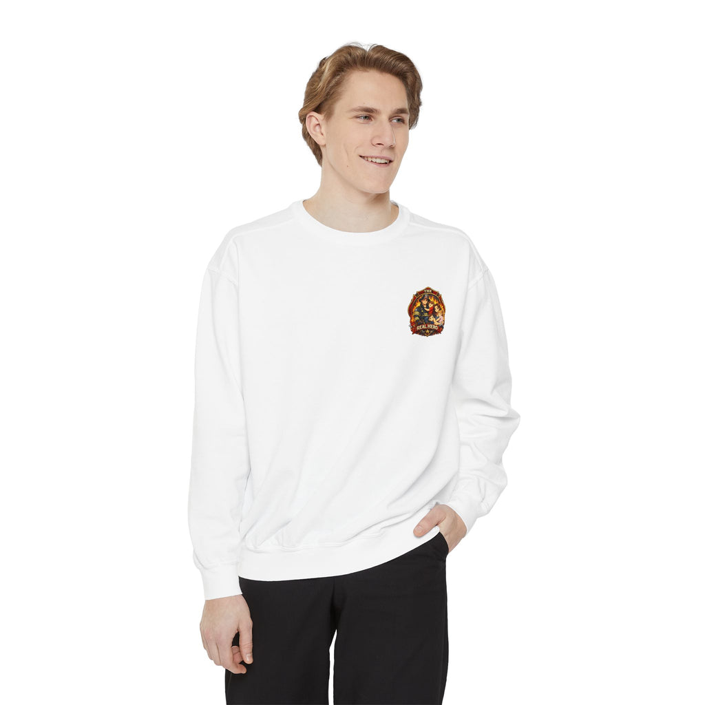 Firefighter Family Sweatshirt — “The Real Hero” Crewneck