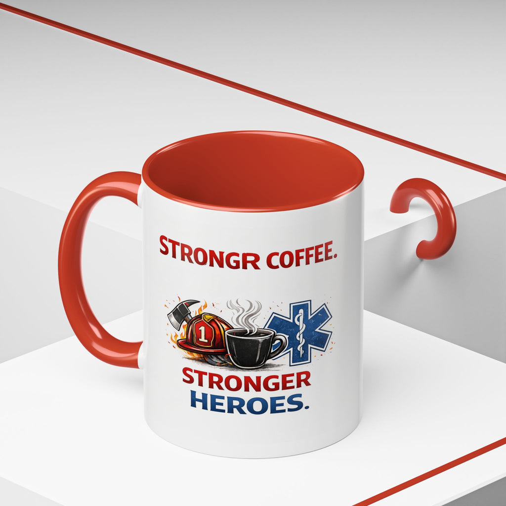 EMT Coffee Mug – ‘Stronger Heroes’ Medical Rescue Crew Accent Mug (11/15oz)