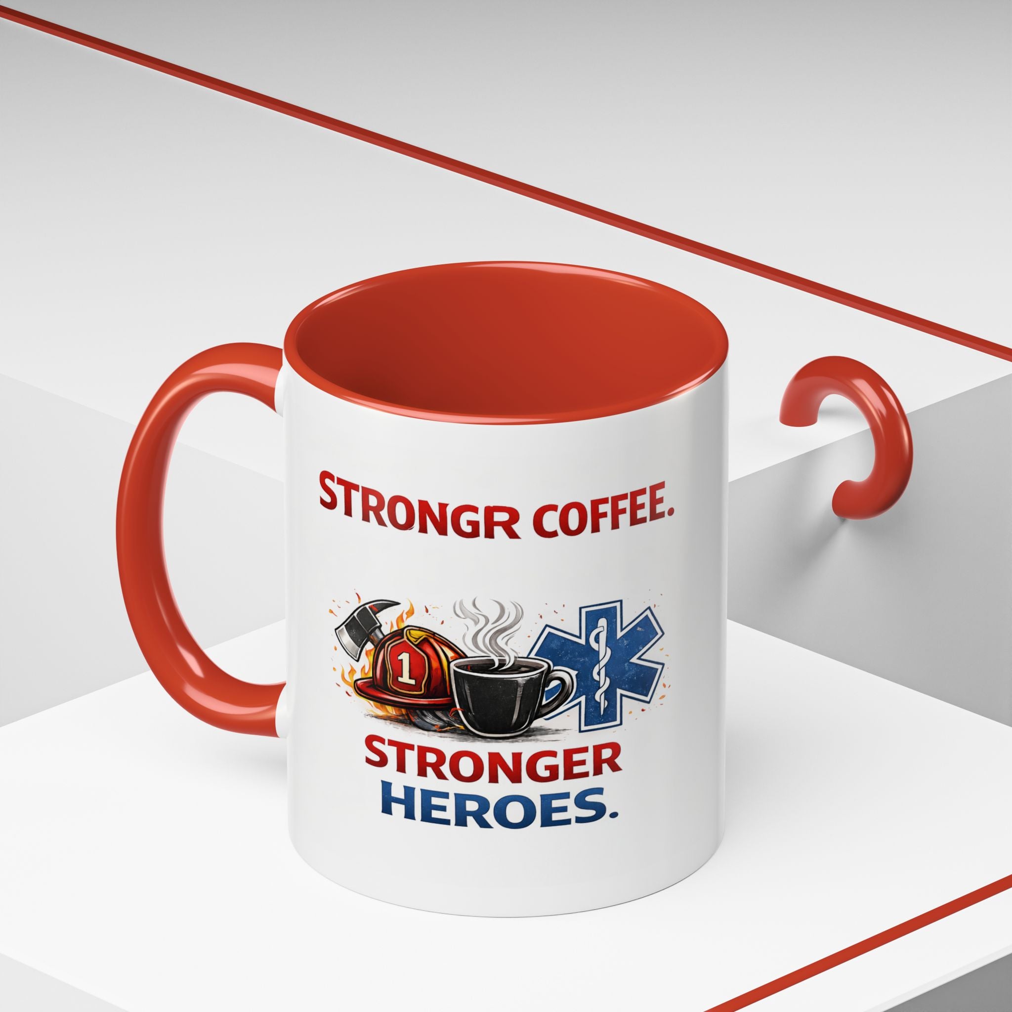 EMT Coffee Mug – ‘Stronger Heroes’ Medical Rescue Crew Accent Mug (11/15oz)