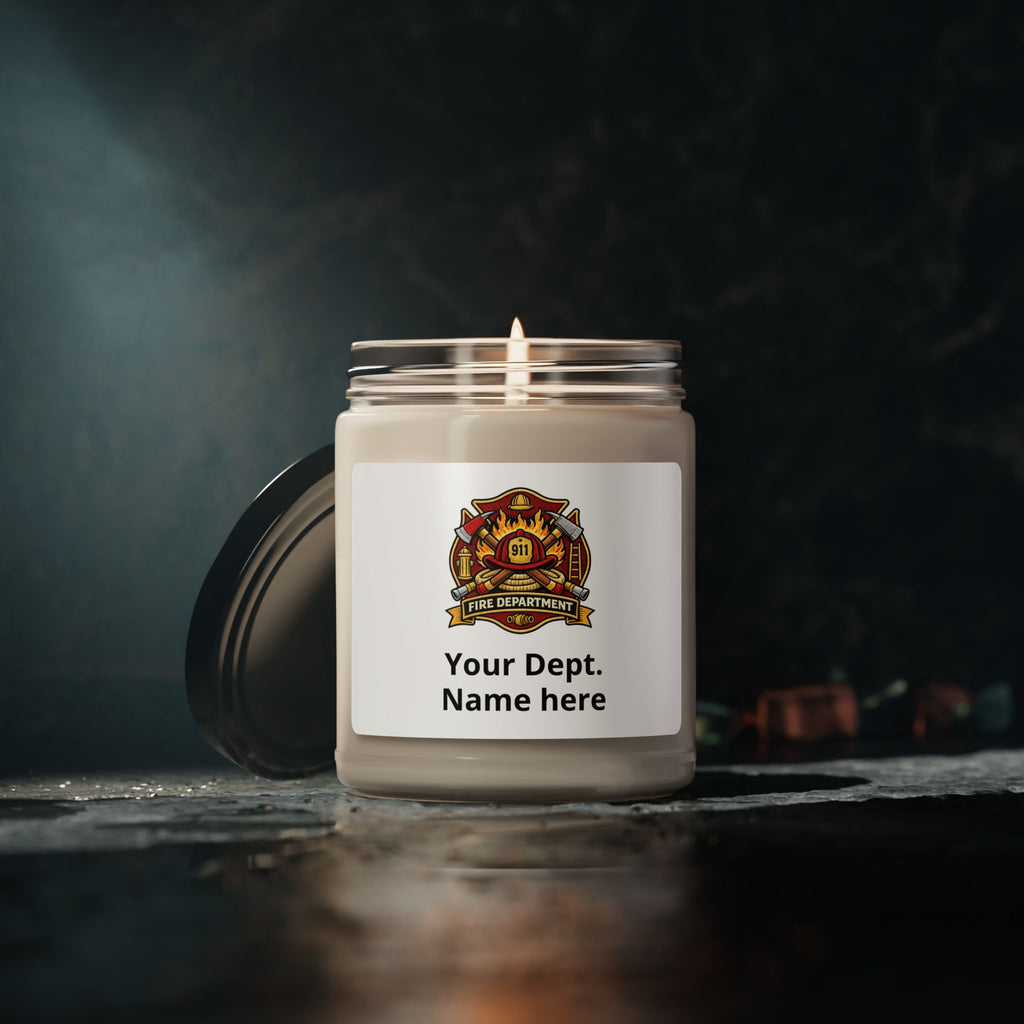 Personalized Firefighter Soy Candle — 9oz Scented Candle (Your Dept. Name)