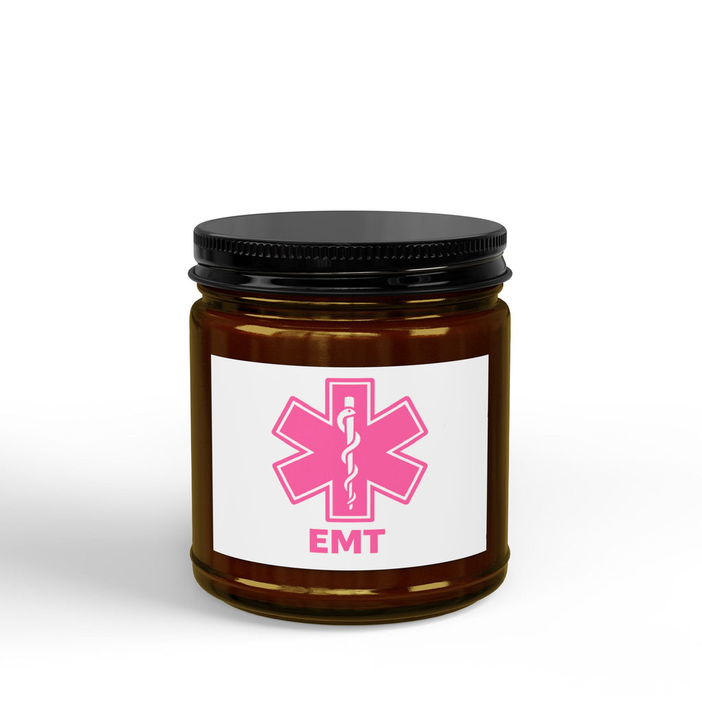 EMT Star of Life Soy Candle — Pink Medical Logo Scented Jar (4oz & 9oz)