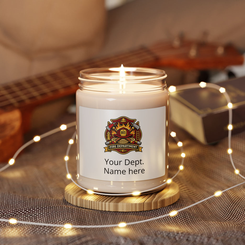 Personalized Firefighter Soy Candle — 9oz Scented Candle (Your Dept. Name)