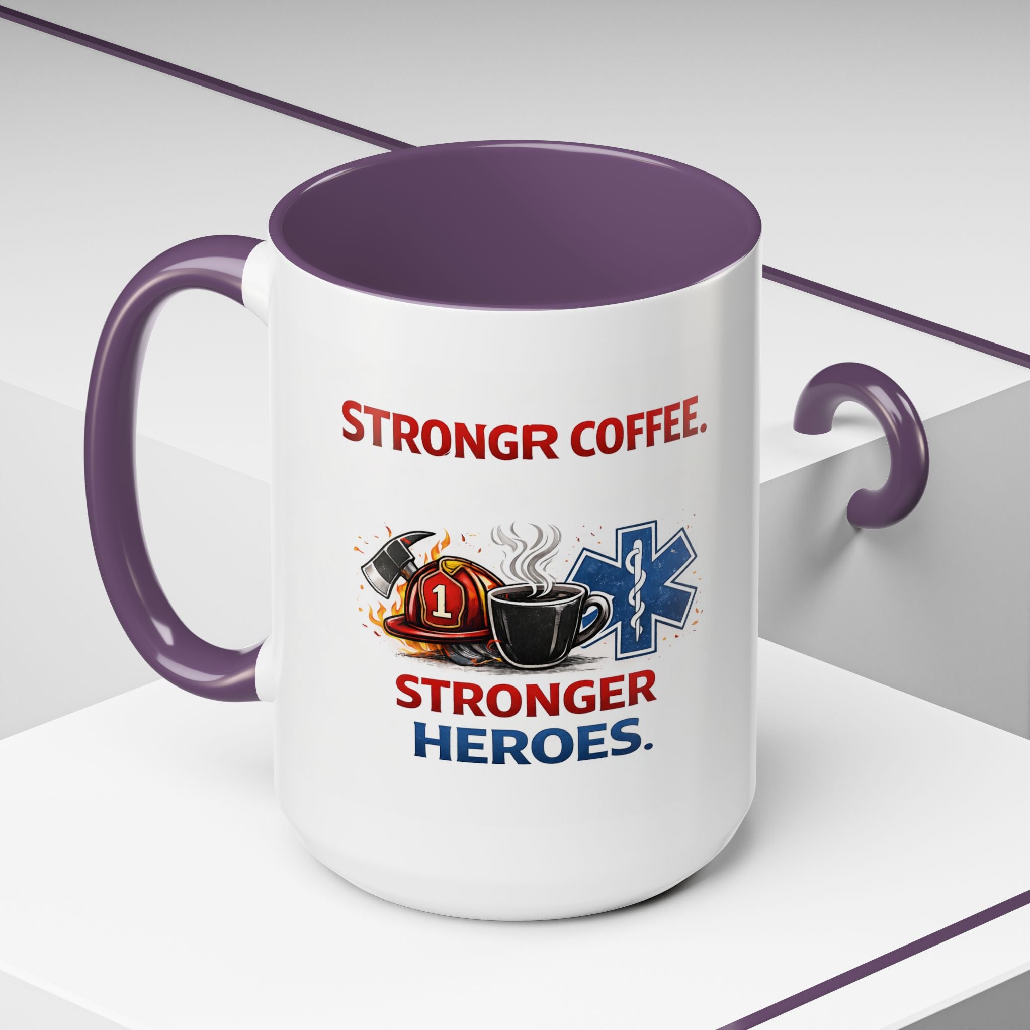 EMT Coffee Mug – ‘Stronger Heroes’ Medical Rescue Crew Accent Mug (11/15oz)