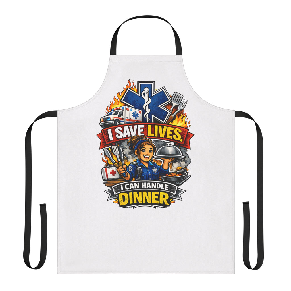 EMS Paramedic Apron — "I Save Lives, I Can Handle Dinner" Cooking Apron