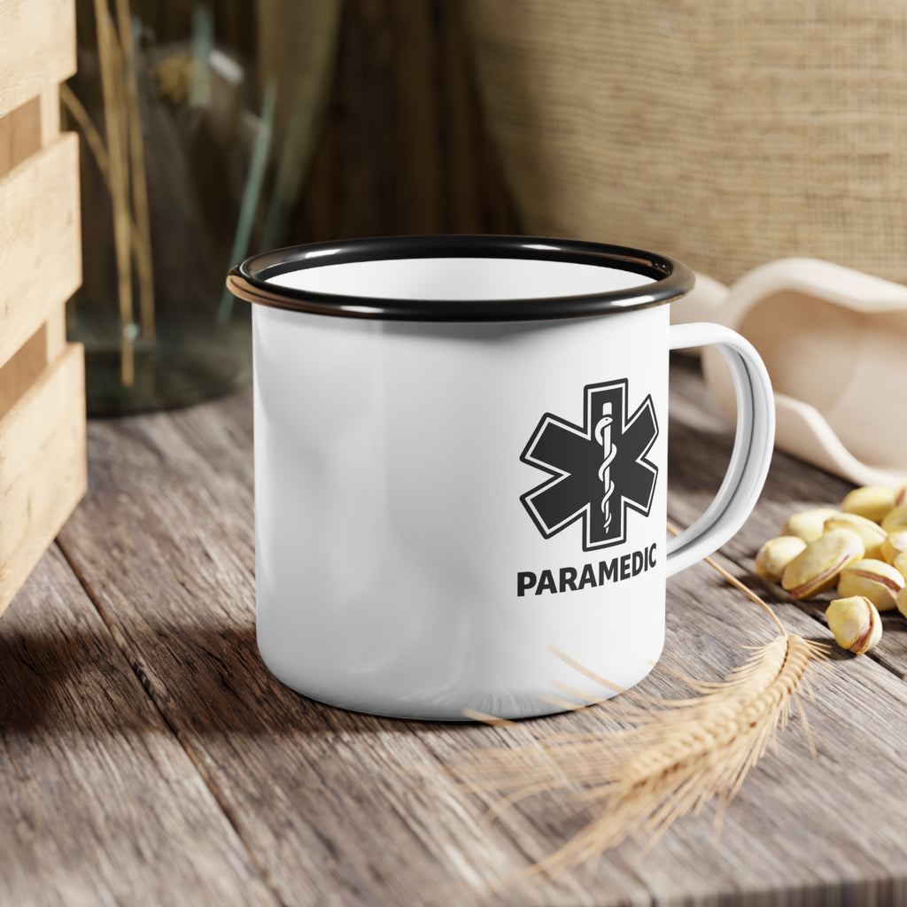 Paramedic Star of Life Enamel Camp Cup — Medical EMT Coffee Mug for First Responders