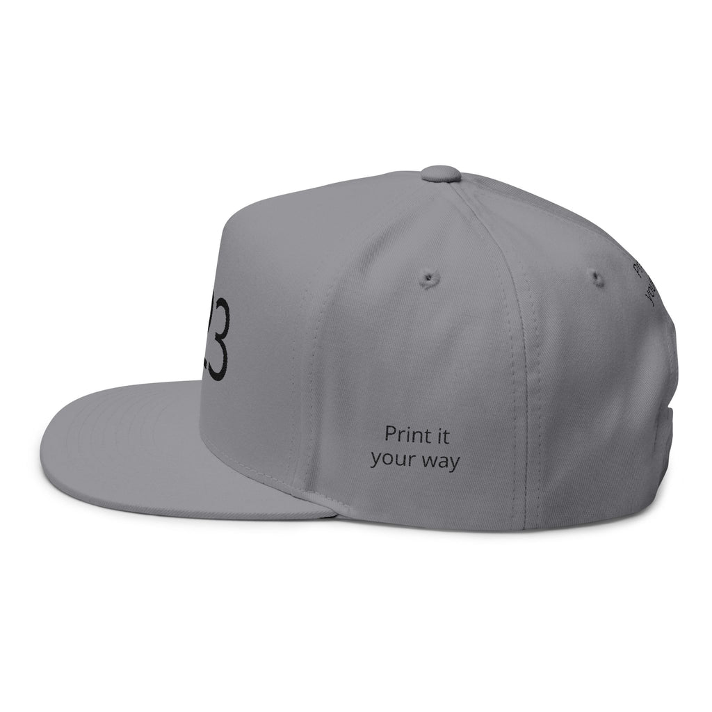 Embroidered '123' Flat Bill Cap — Customizable Snapback Hat