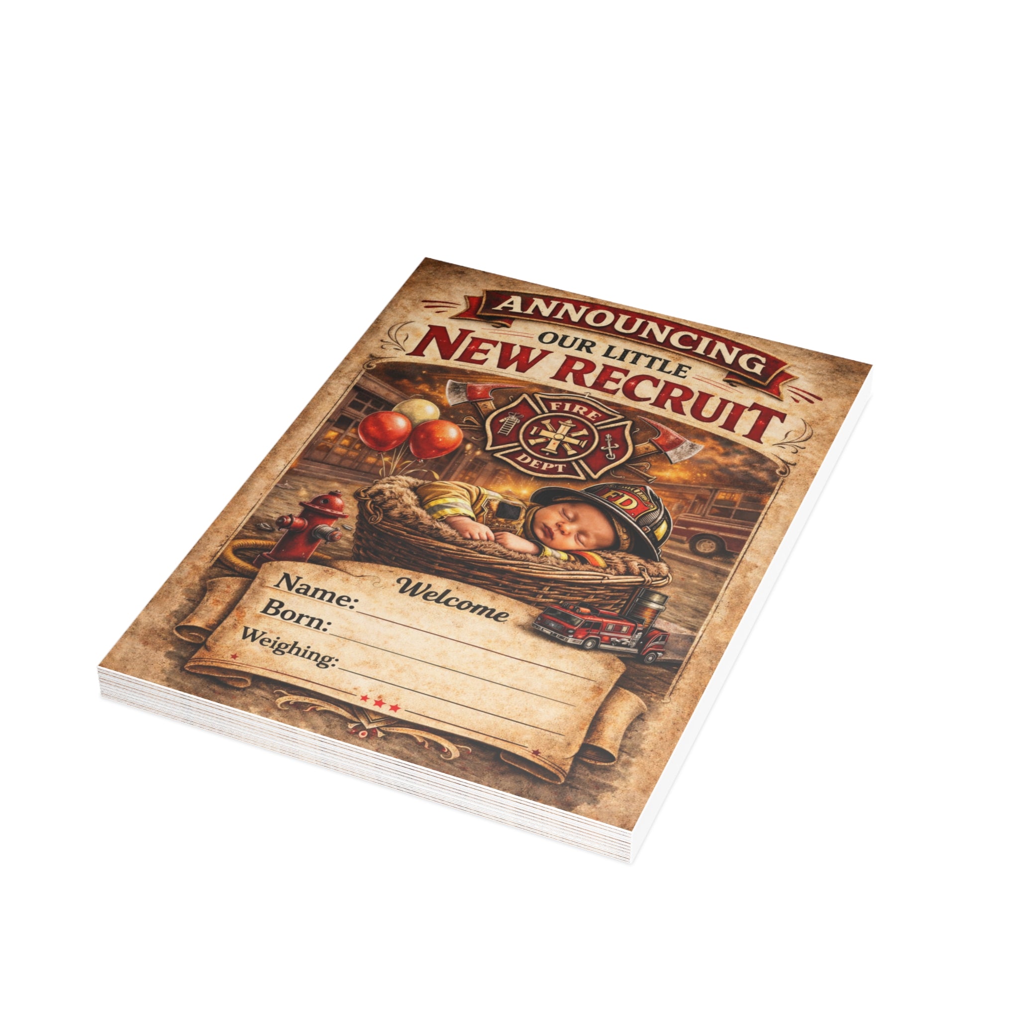 New recruit has Arrived- Baby Announcement card (envelopes included)