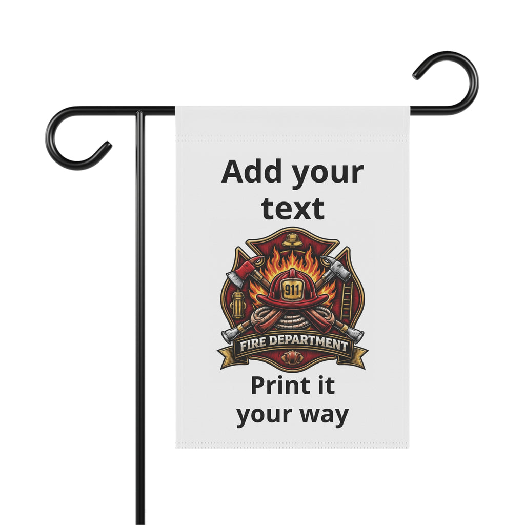 Personalized Fire Department Garden Flag – Customizable "Add Your Text" House Banner