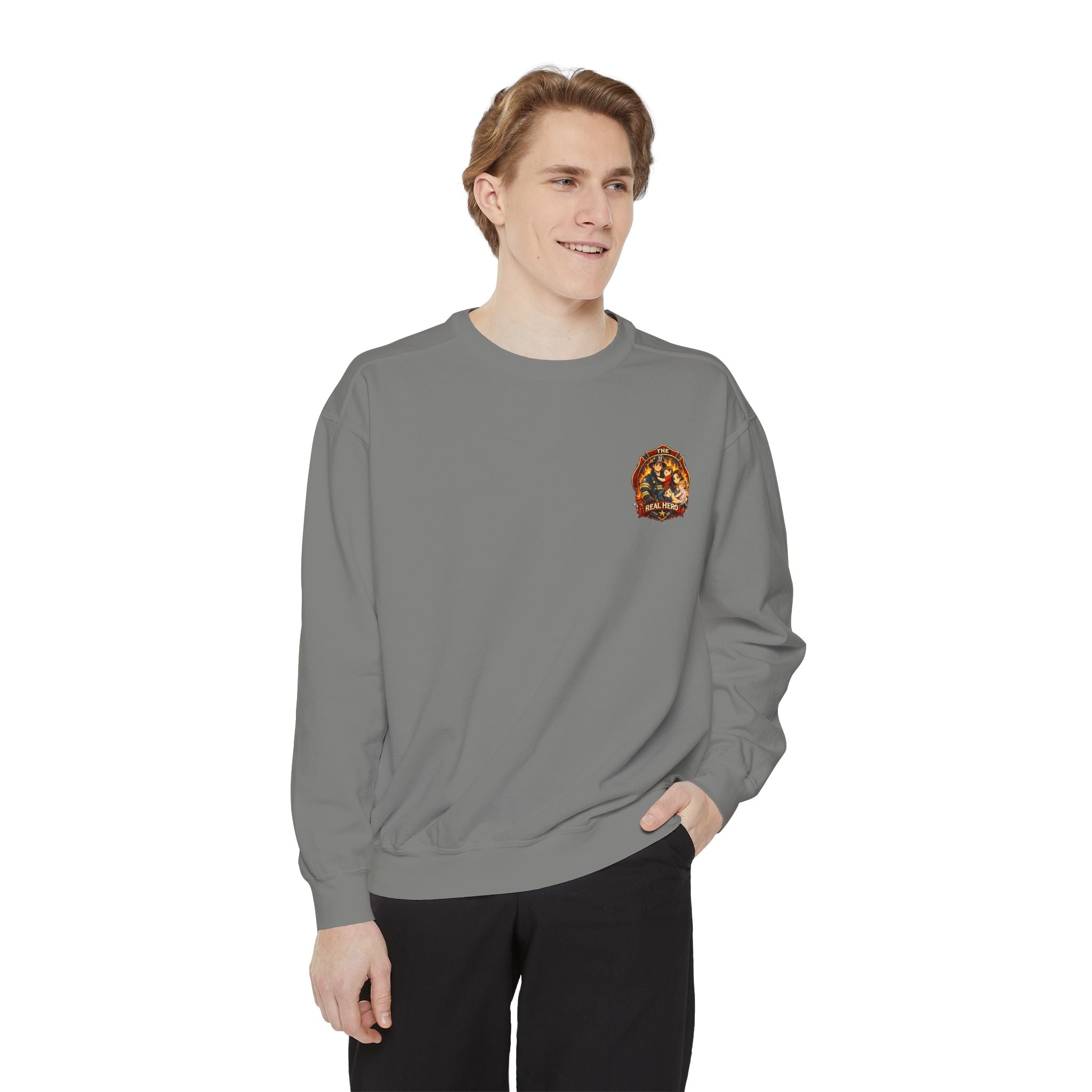 Firefighter Family Sweatshirt — “The Real Hero” Crewneck