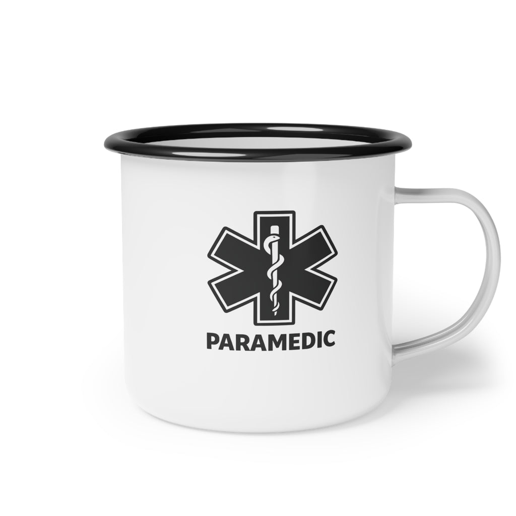 Paramedic Star of Life Enamel Camp Cup — Medical EMT Coffee Mug for First Responders
