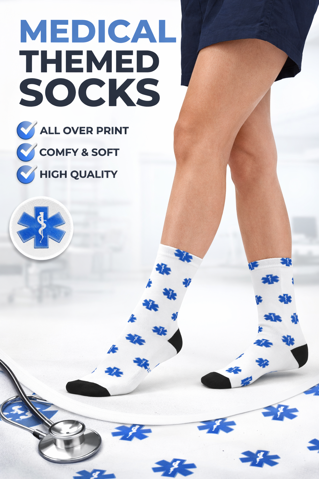 EMS Star of Life Crew Socks