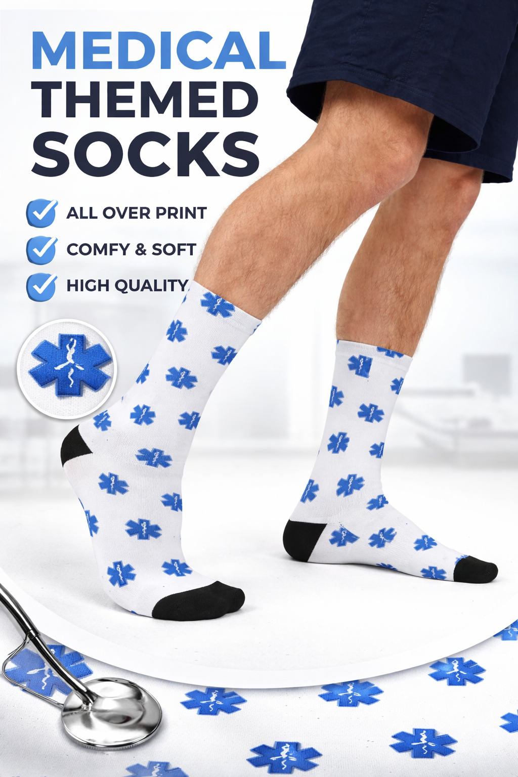 EMS Star of Life Crew Socks