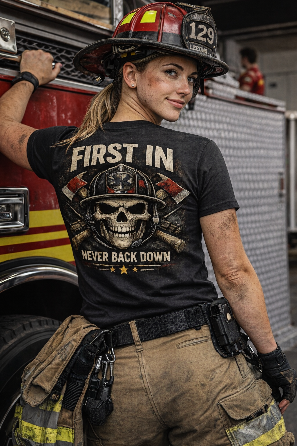 First In Skull Firefighter T-Shirt