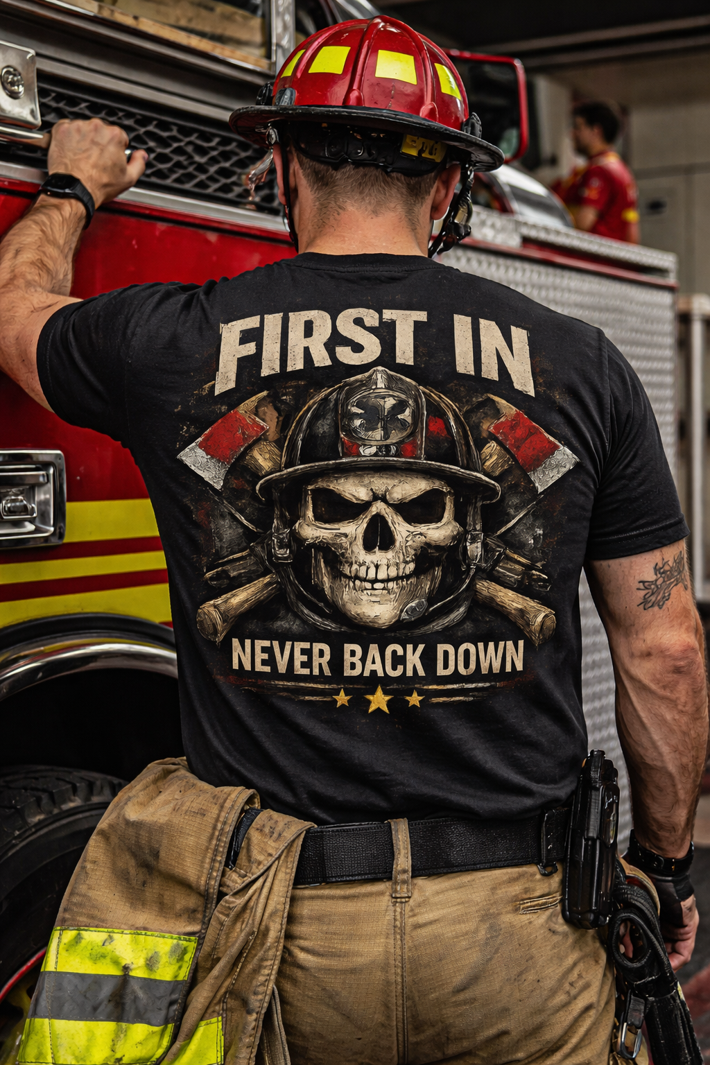 First In Skull Firefighter T-Shirt