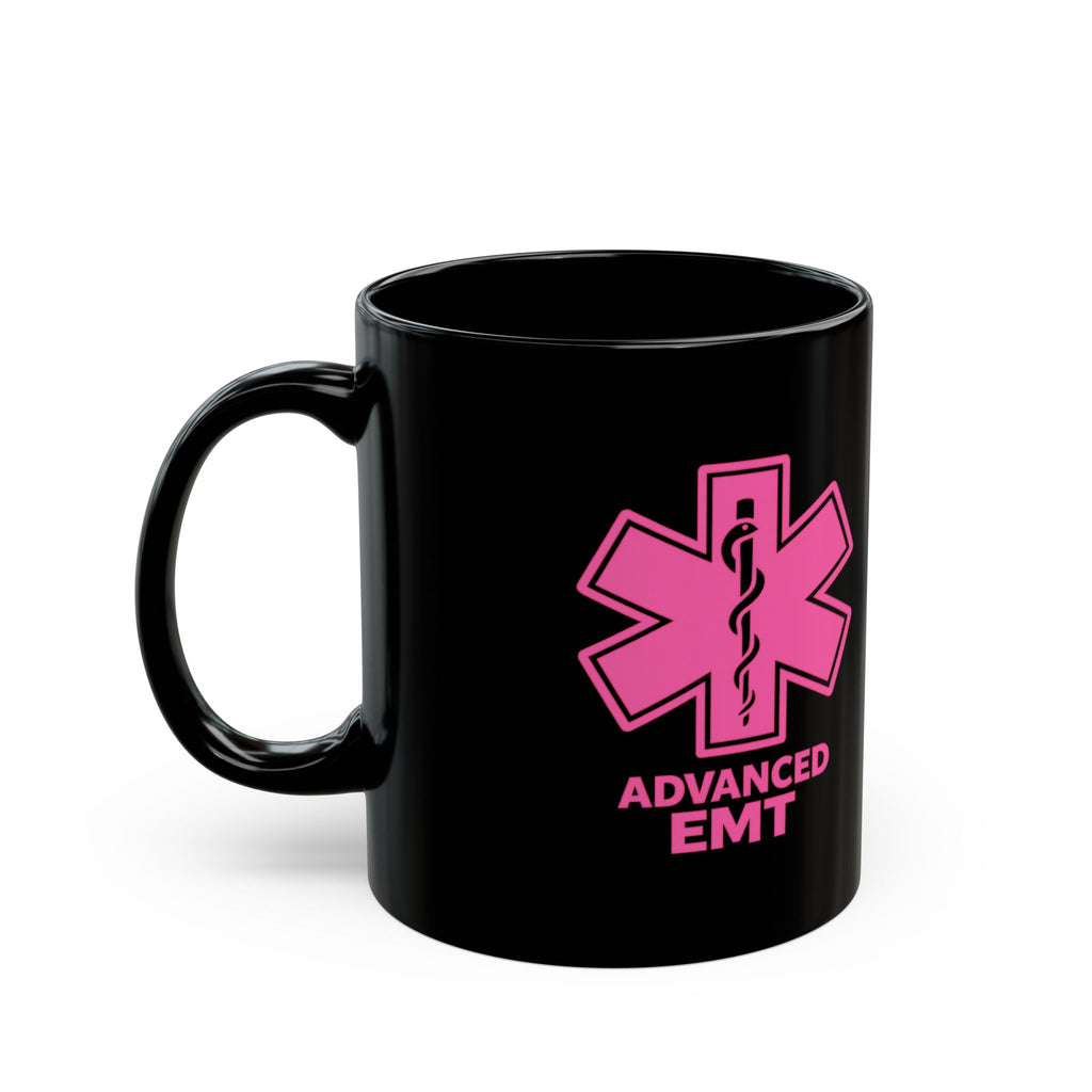 Advanced EMT Pink Star of Life Black Mug — 11oz & 15oz Coffee Cup