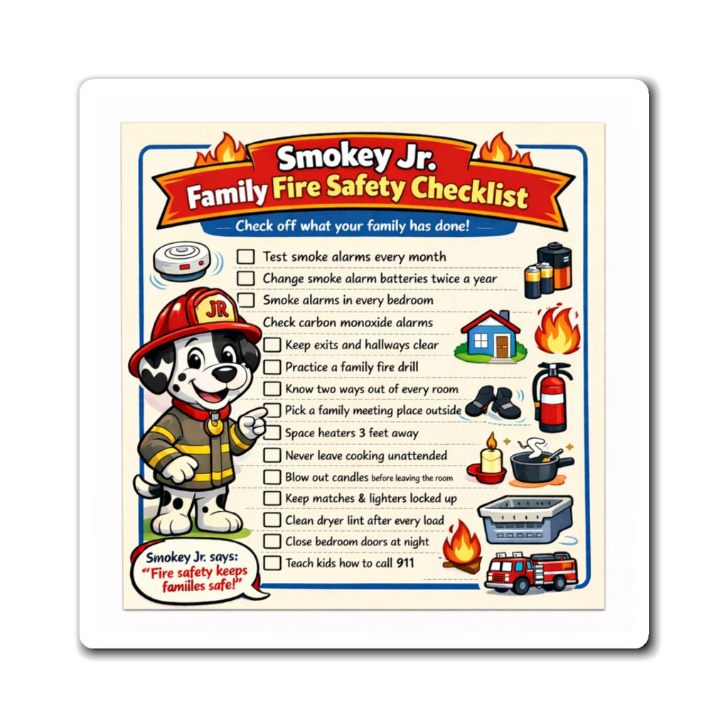 Family Fire Safety Checklist Magnet