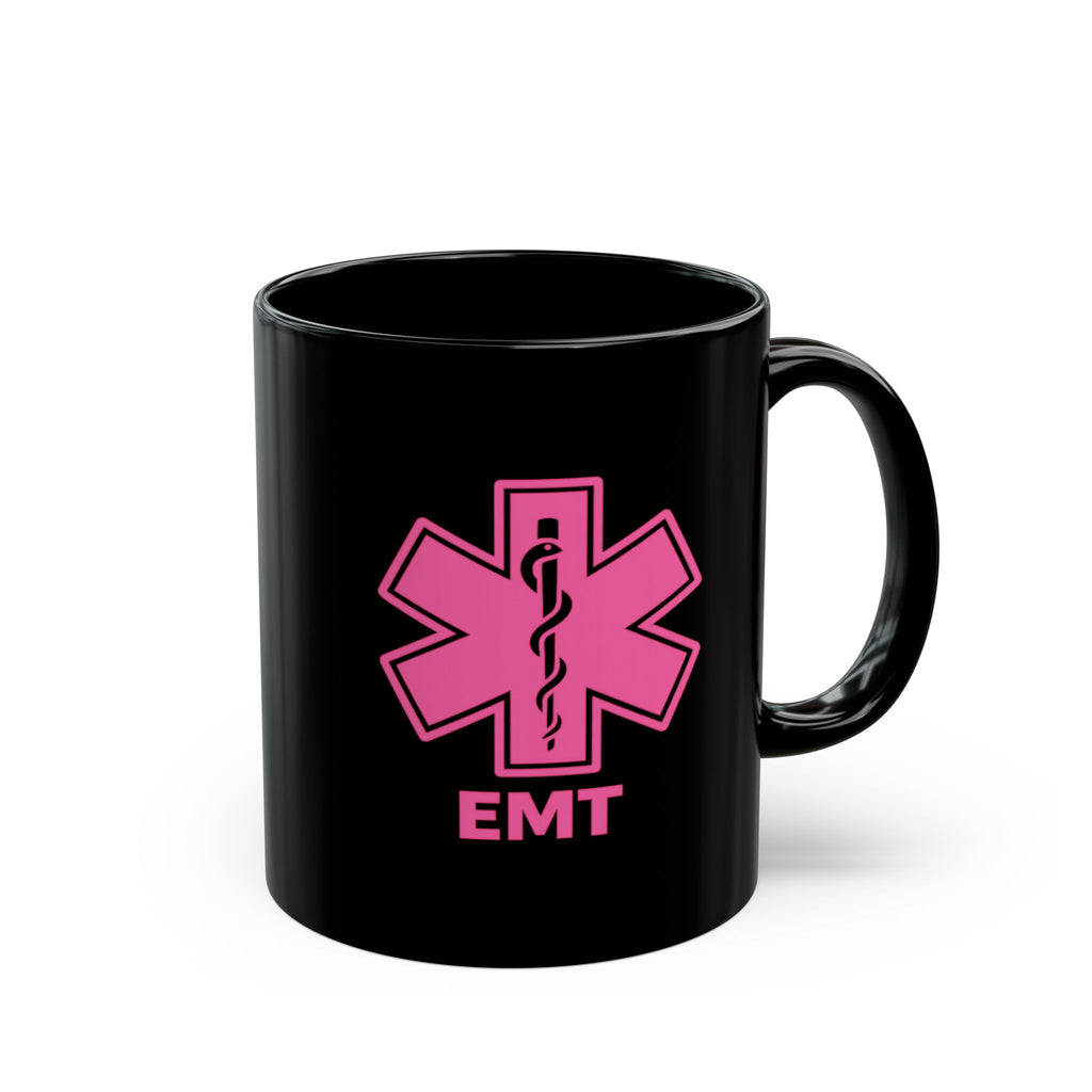 EMT Star of Life Pink Black Mug — Emergency Medical Technician Coffee Cup (11oz, 15oz)