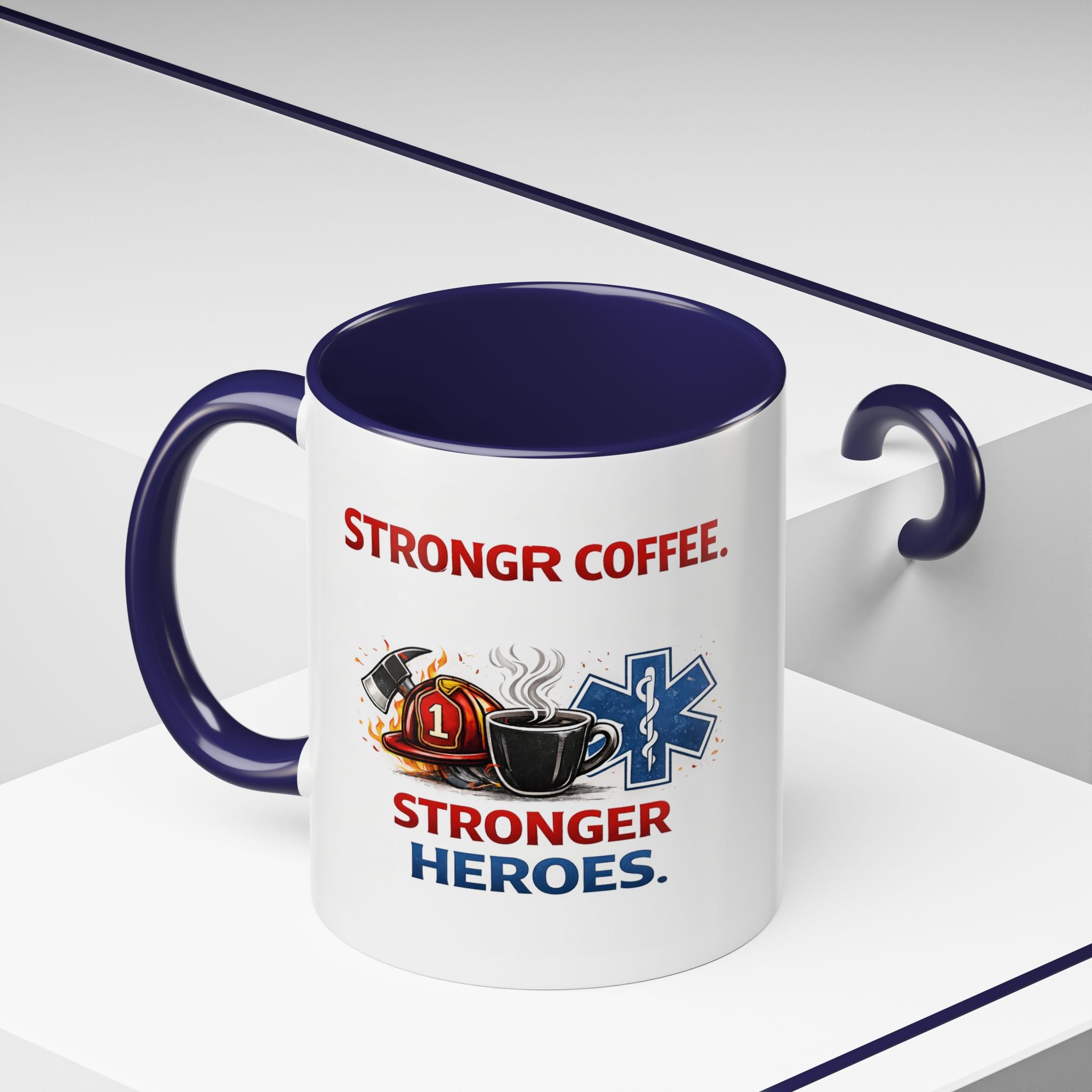 EMT Coffee Mug – ‘Stronger Heroes’ Medical Rescue Crew Accent Mug (11/15oz)