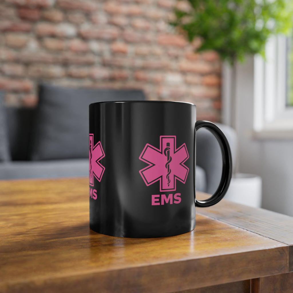 EMS Star of Life Black Coffee Mug – Pink Medical EMT 11oz