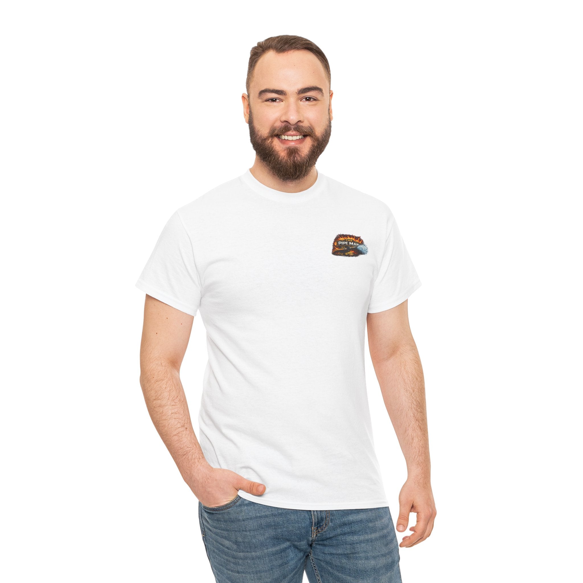 Pipe Man Graphic Tee — Funny Firefighter Design