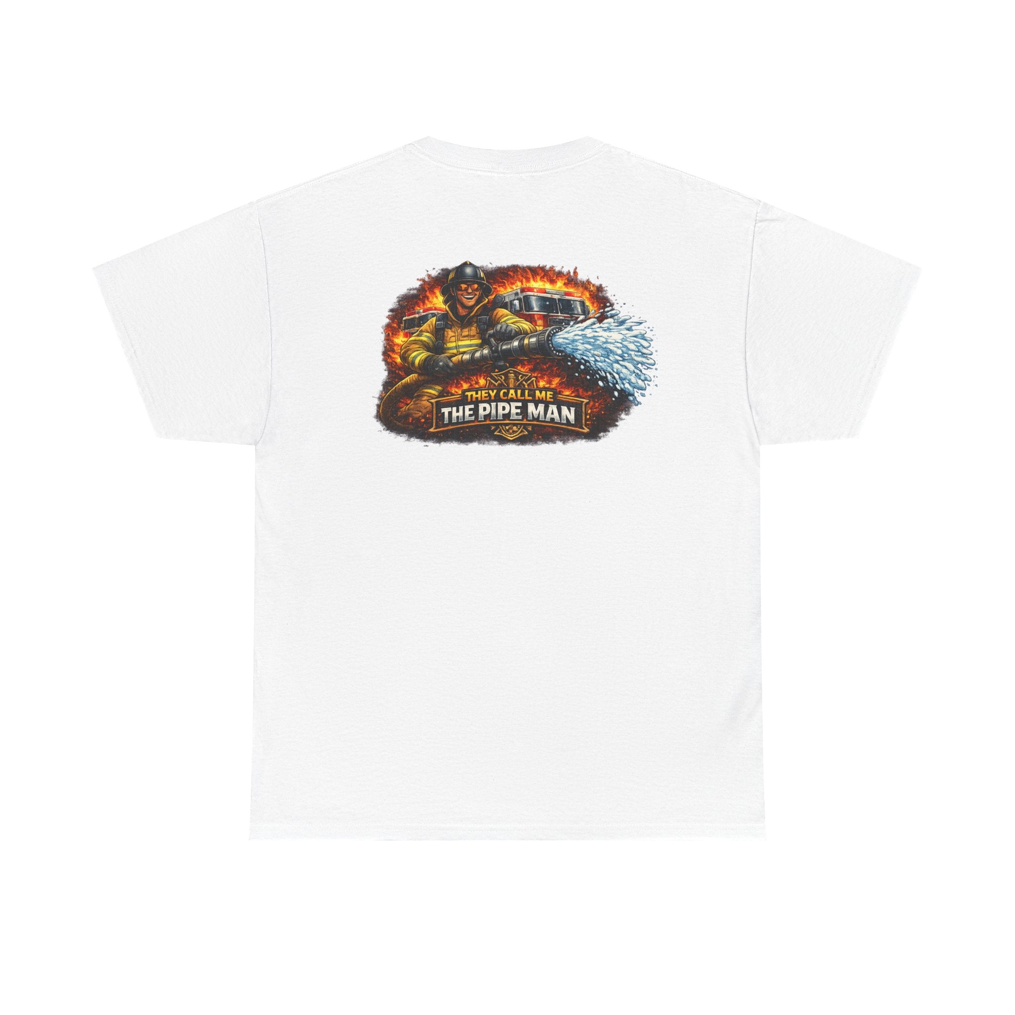 Pipe Man Graphic Tee — Funny Firefighter Design