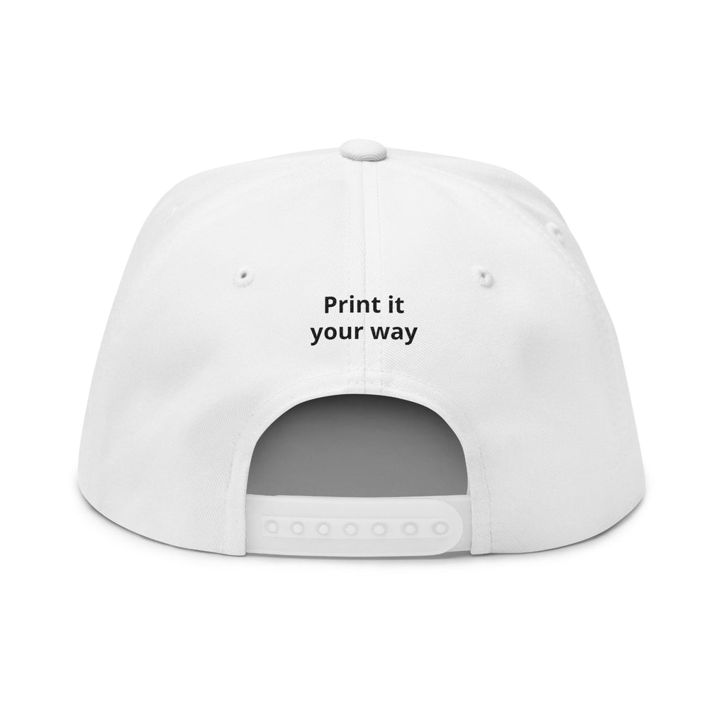 Embroidered '123' Flat Bill Cap — Customizable Snapback Hat