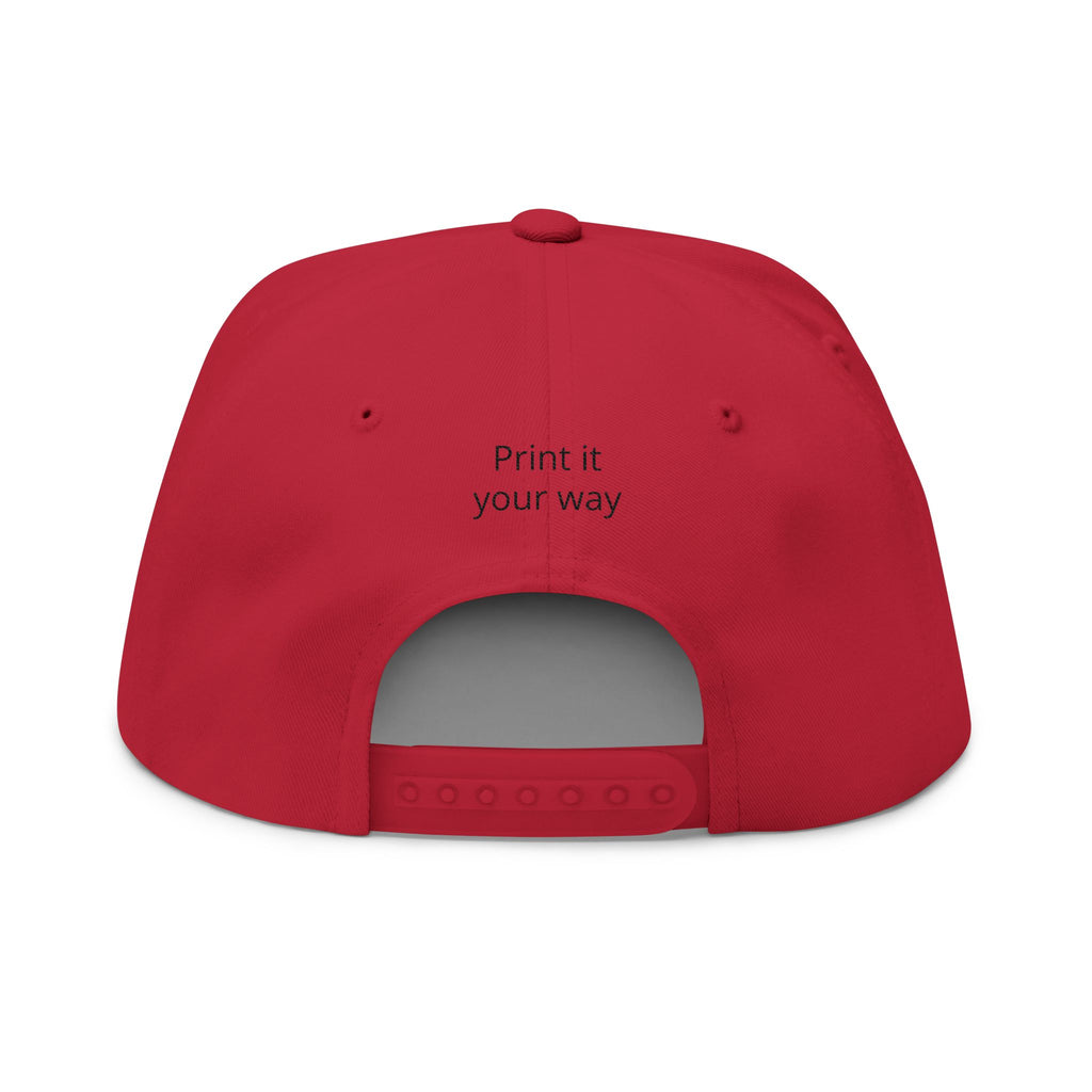 Embroidered '123' Flat Bill Cap — Customizable Snapback Hat