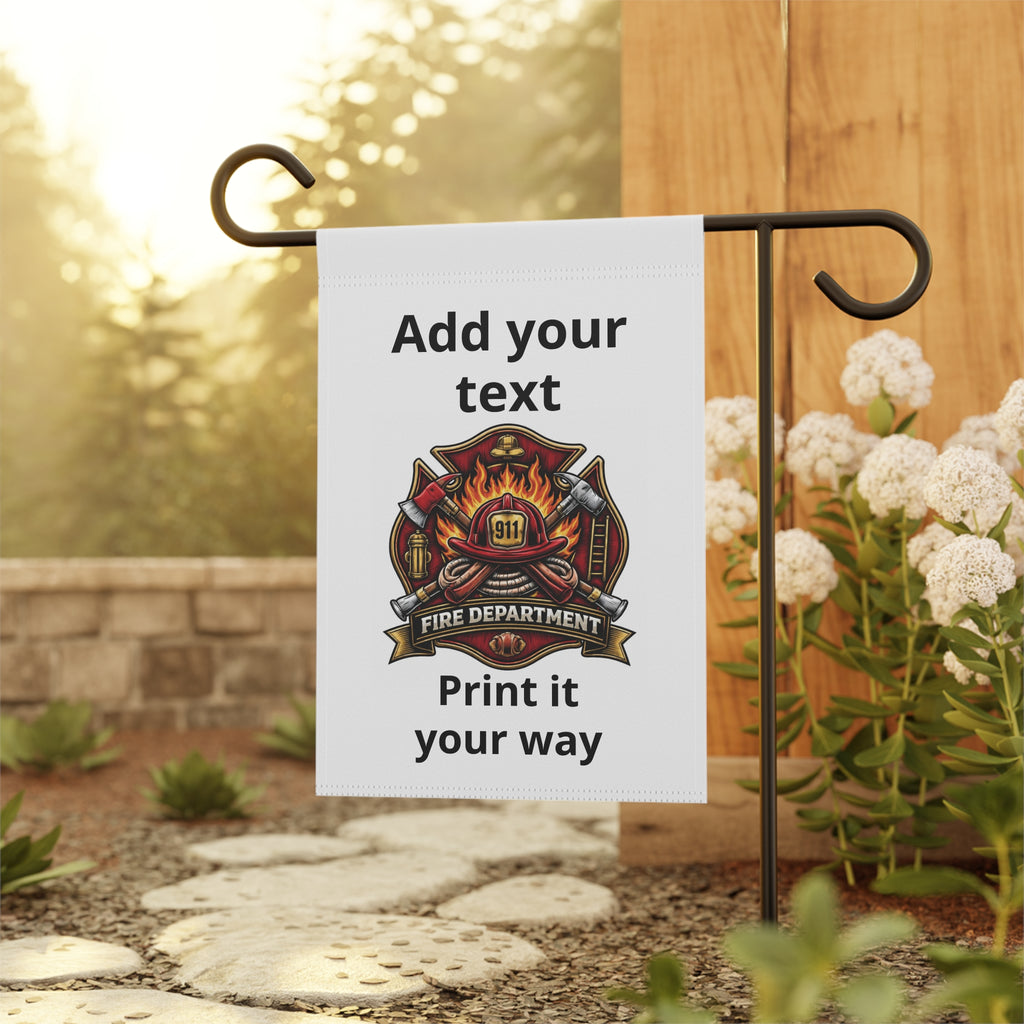 Personalized Fire Department Garden Flag – Customizable "Add Your Text" House Banner