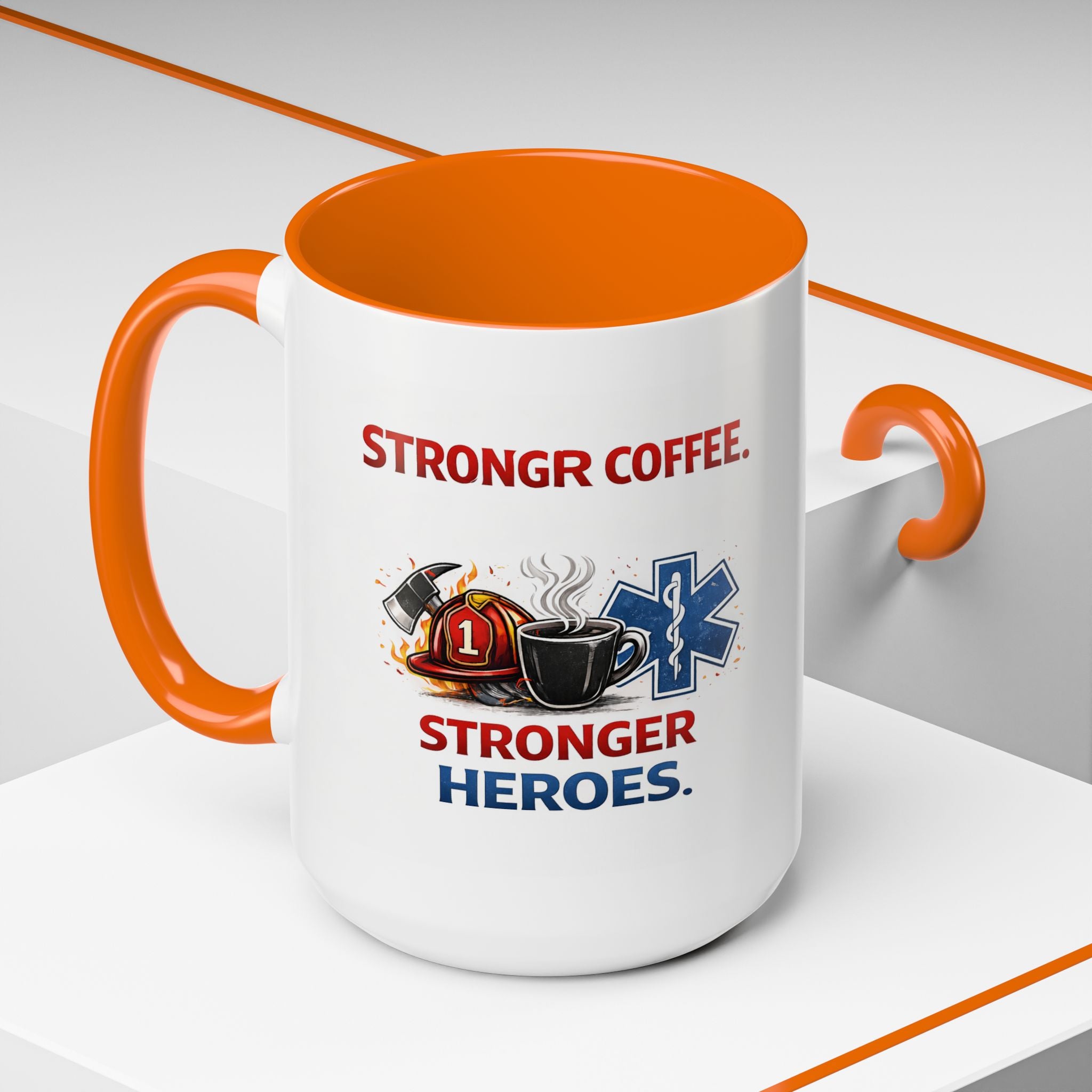 EMT Coffee Mug – ‘Stronger Heroes’ Medical Rescue Crew Accent Mug (11/15oz)