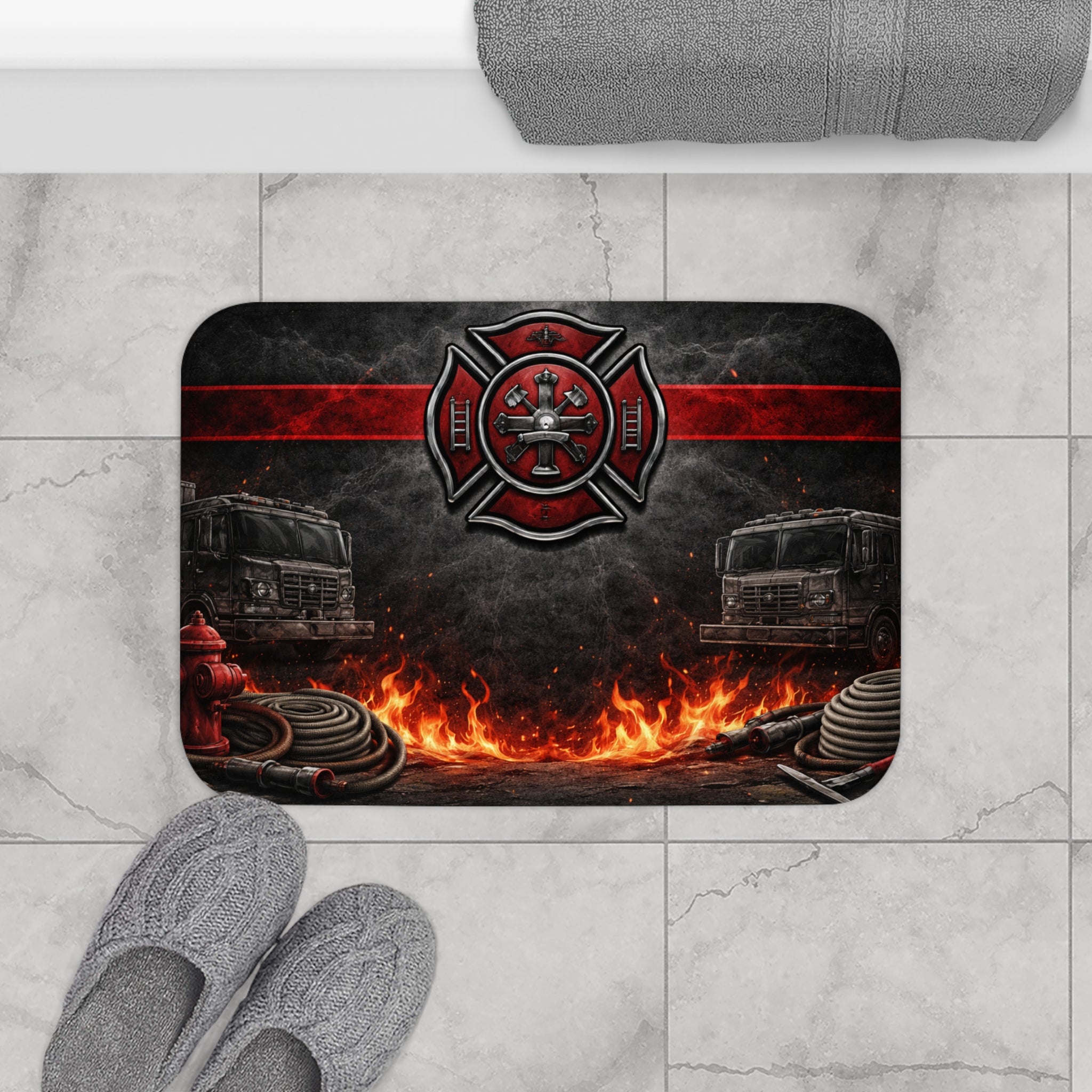 Firefighter Emblem Bath Mat