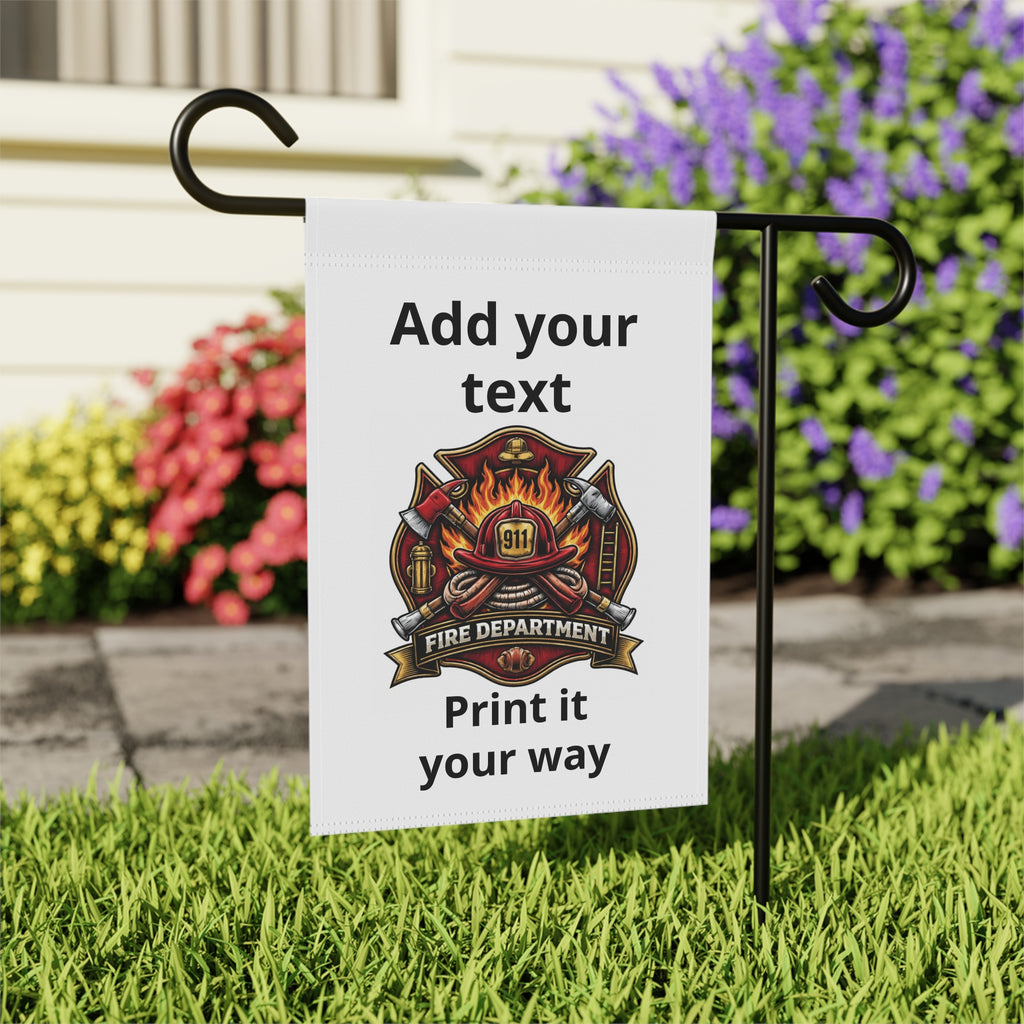 Personalized Fire Department Garden Flag – Customizable "Add Your Text" House Banner