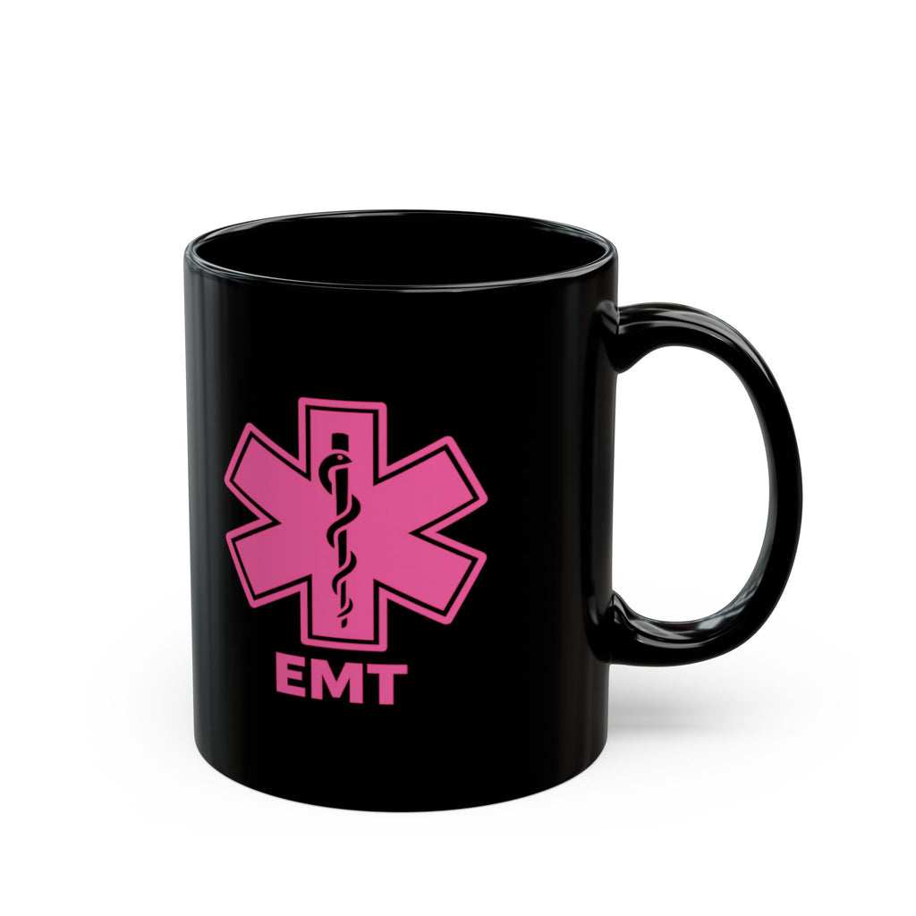 EMT Star of Life Pink Black Mug — Emergency Medical Technician Coffee Cup (11oz, 15oz)