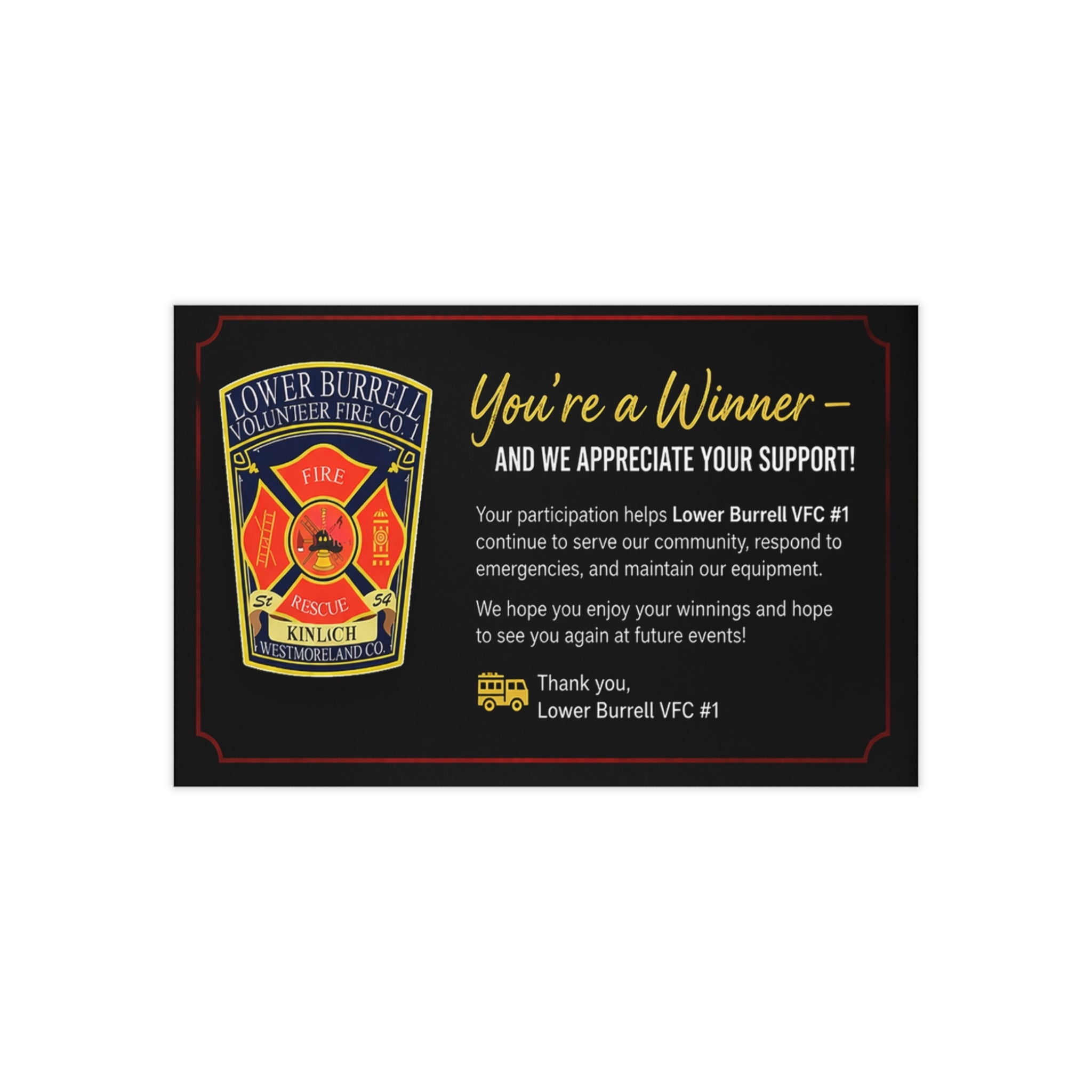 LBVFC#1 – 'Thank You & Congrats!' Support Card (100 pcs)