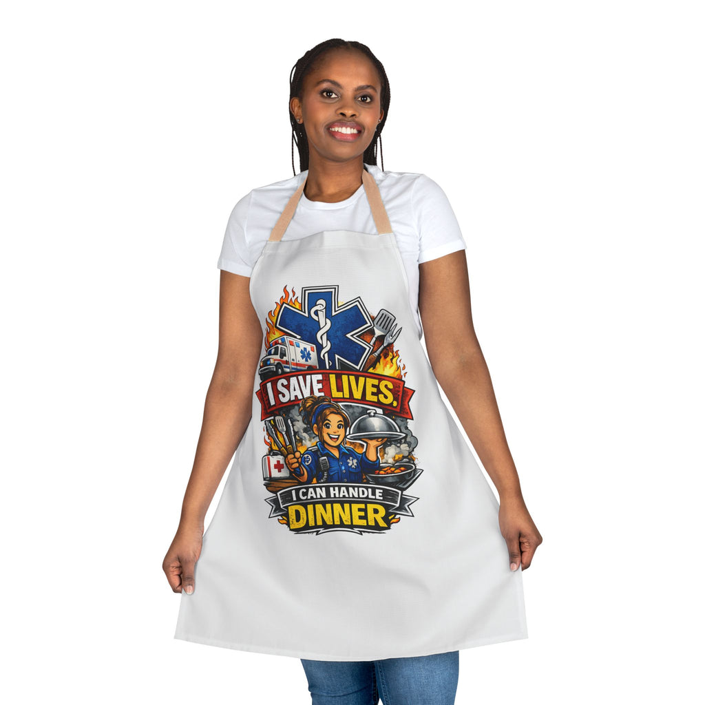 EMS Paramedic Apron — "I Save Lives, I Can Handle Dinner" Cooking Apron