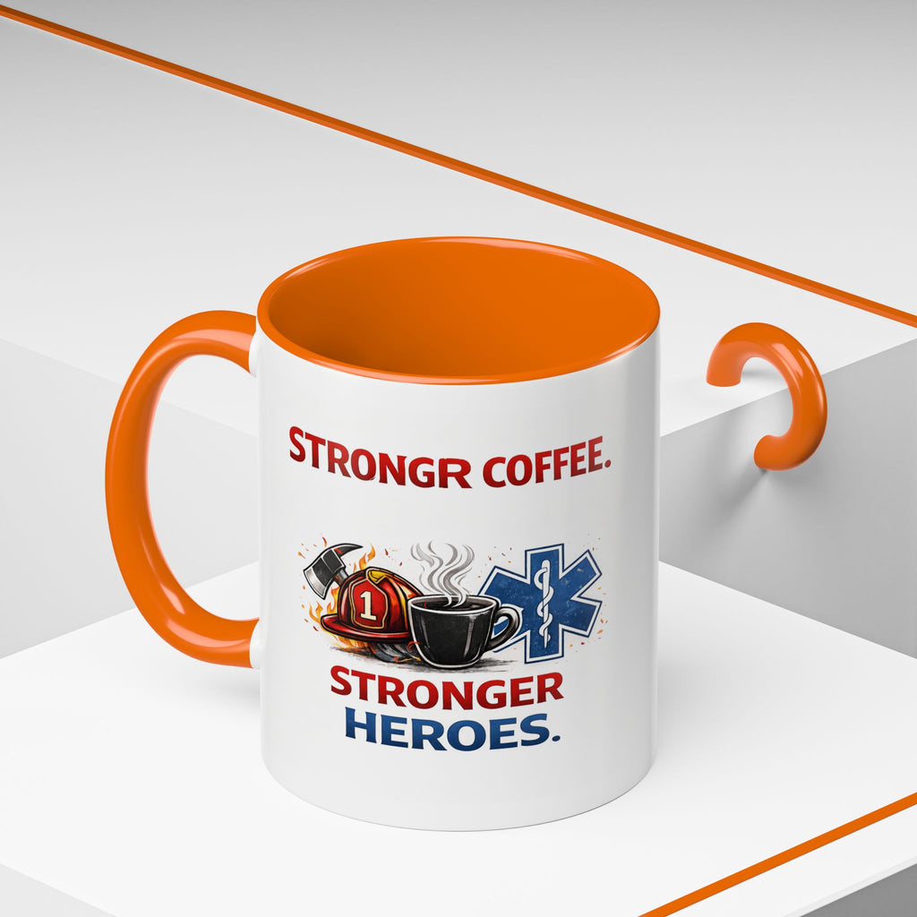 EMT Coffee Mug – ‘Stronger Heroes’ Medical Rescue Crew Accent Mug (11/15oz)