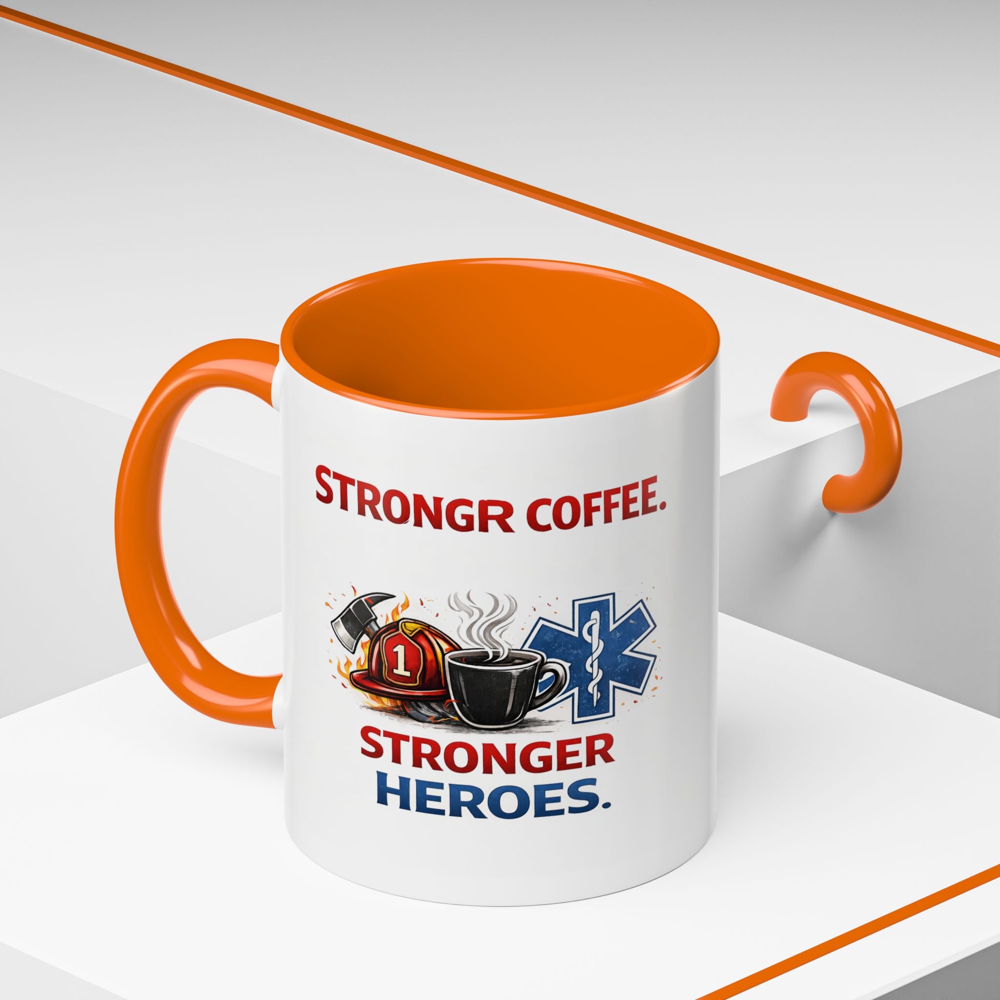 EMT Coffee Mug – ‘Stronger Heroes’ Medical Rescue Crew Accent Mug (11/15oz)