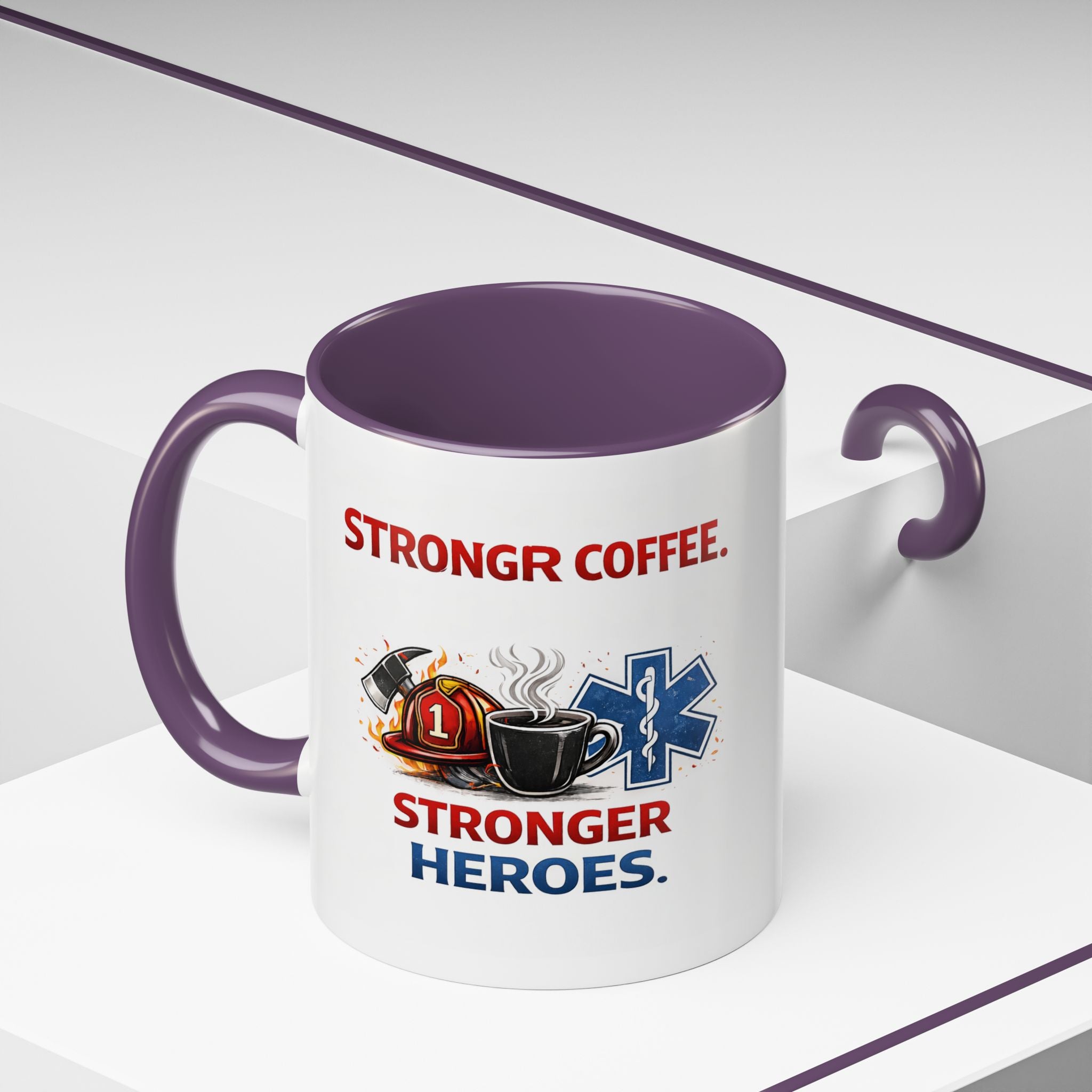 EMT Coffee Mug – ‘Stronger Heroes’ Medical Rescue Crew Accent Mug (11/15oz)