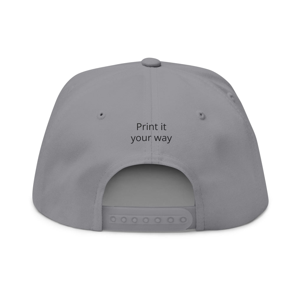 Embroidered '123' Flat Bill Cap — Customizable Snapback Hat