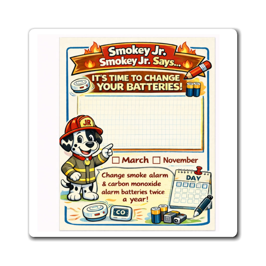 Smokey Jr. Reminder Magnet — "It's Time to Change Your Batteries" Smoke Alarm & CO Safety Calendar