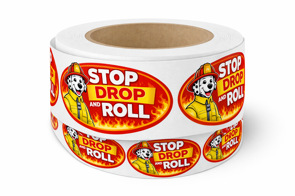 Stop drop and roll stickers (roll of 50)